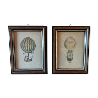 Set of 2 frames with hot air balloon poster