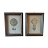 Set of 2 frames with hot air balloon poster