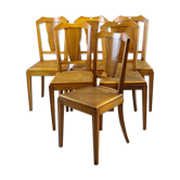 Art deco walnut and canning chairs