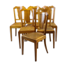 Art deco walnut and canning chairs