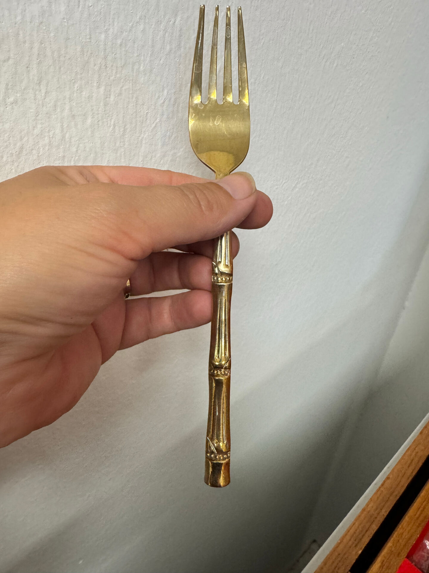 Ménagère complète Nickel Bronze doré Bambou coffret Vintage