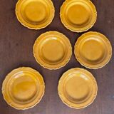 Set of 6 honey-colored dessert plates in glazed clay Pottery Ravel