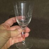 Set of 12 engraved crystal glasses with floral pattern