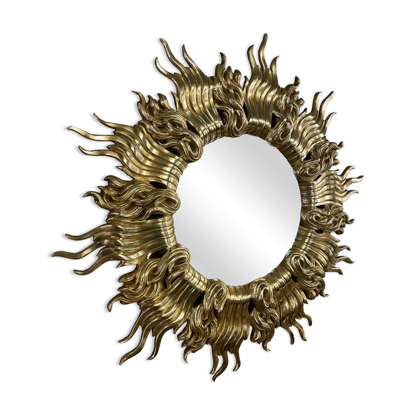 Bronze midcentury bronze witch eye mirror