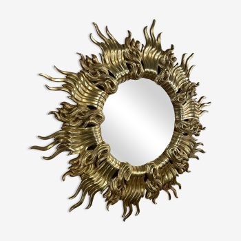 Bronze midcentury bronze witch eye mirror