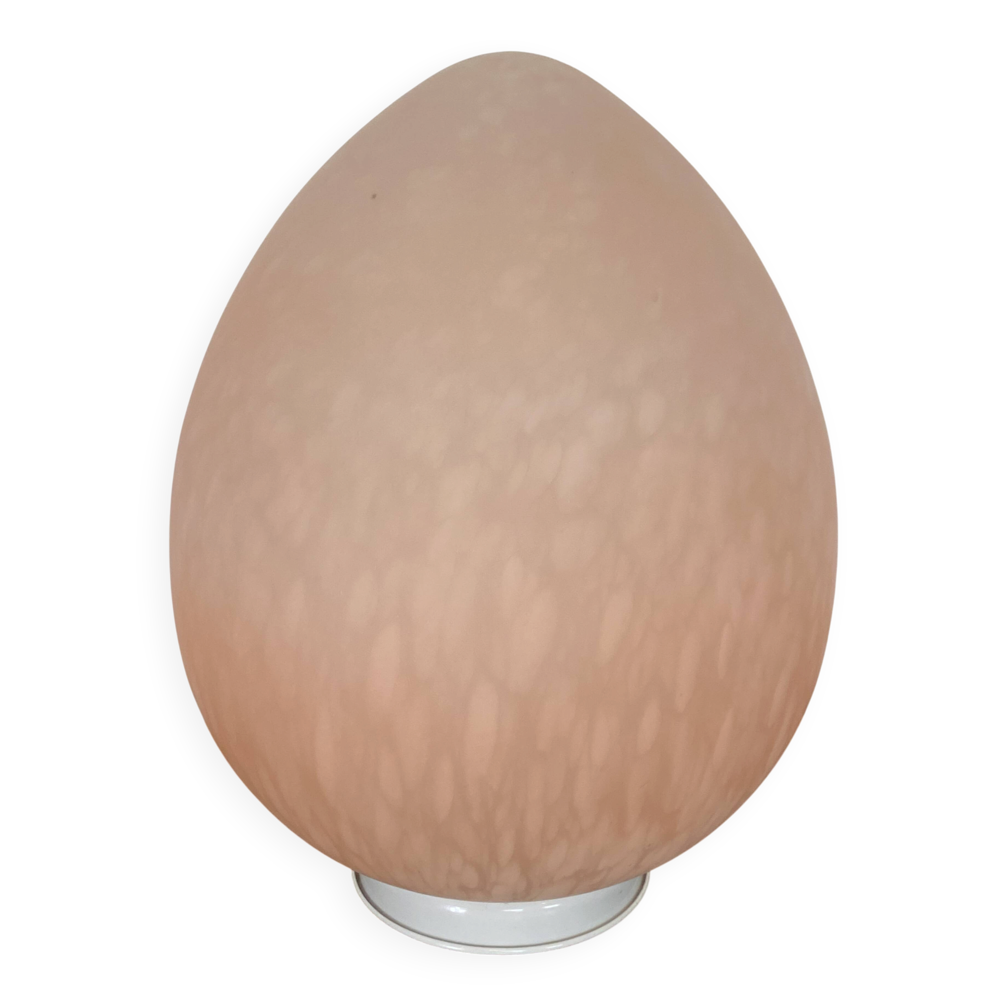 Vintage 1970s speckled glass egg lamp by Vianne in pink.