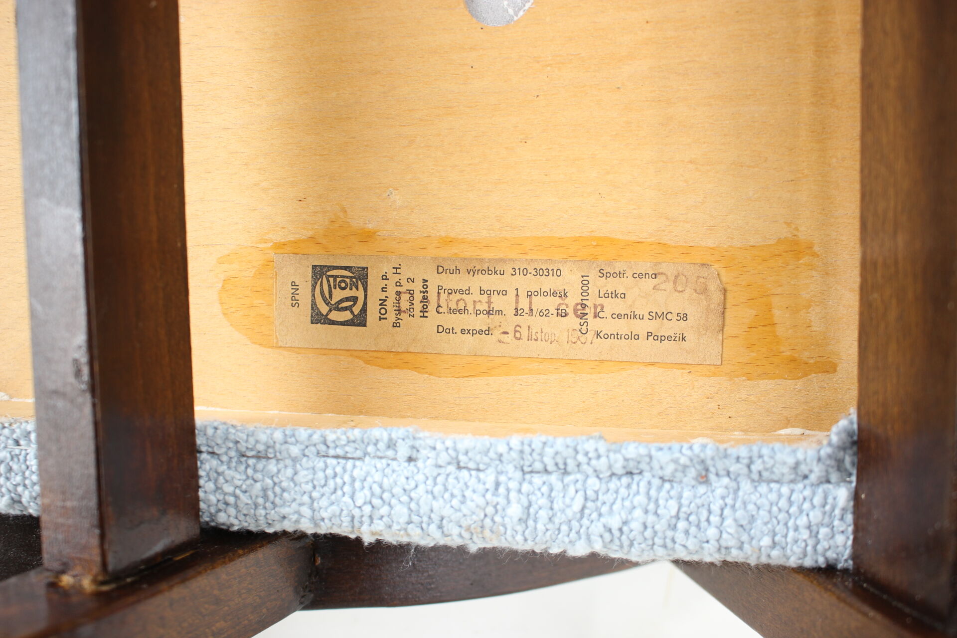 1960s Set of Four TON Beech Bentwood Dining Chairs in Bouclé, Czechoslovakia