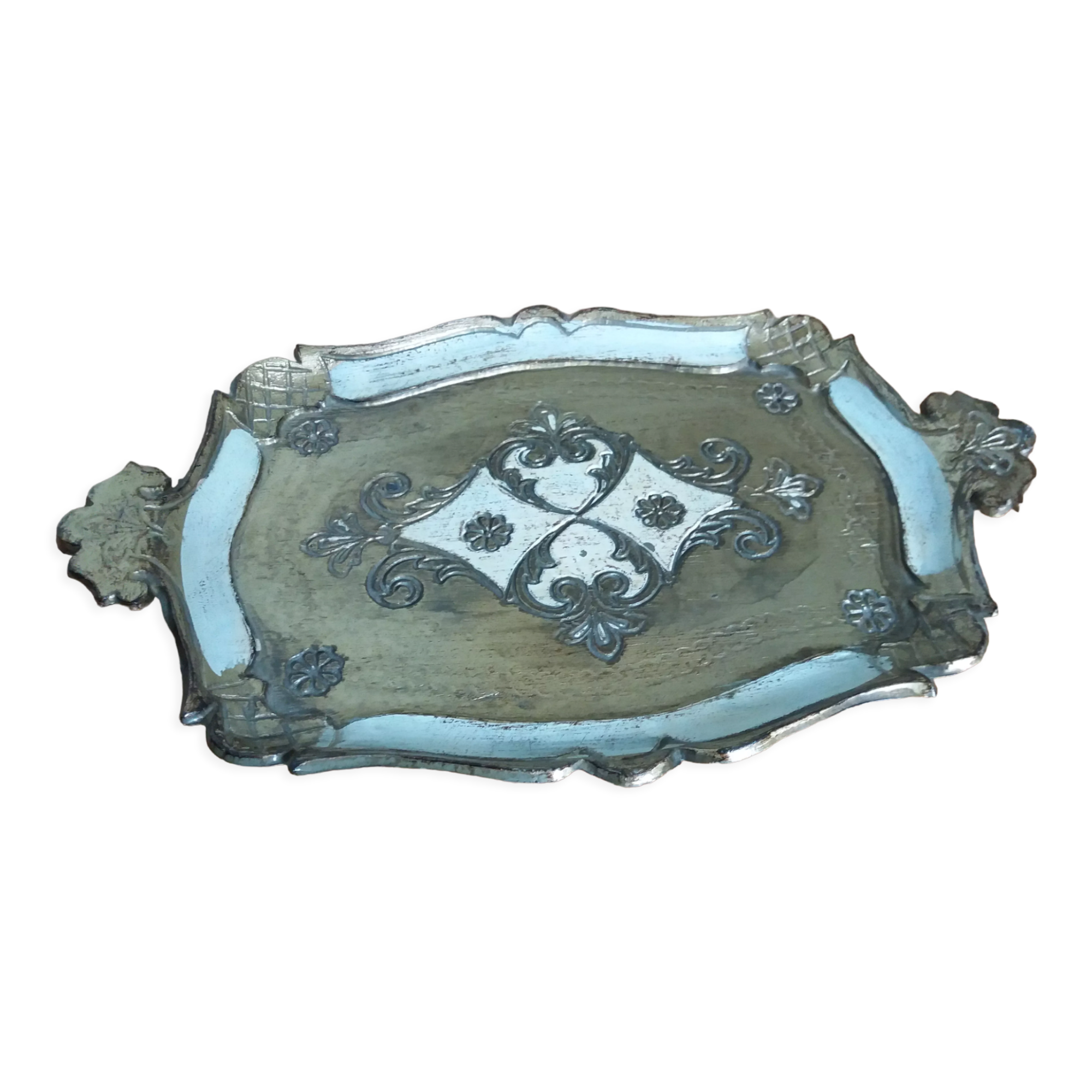 Golden and white Venetian serving tray