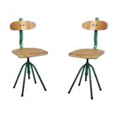 Paire de 2 chaises pivotantes industrielles, années 1960