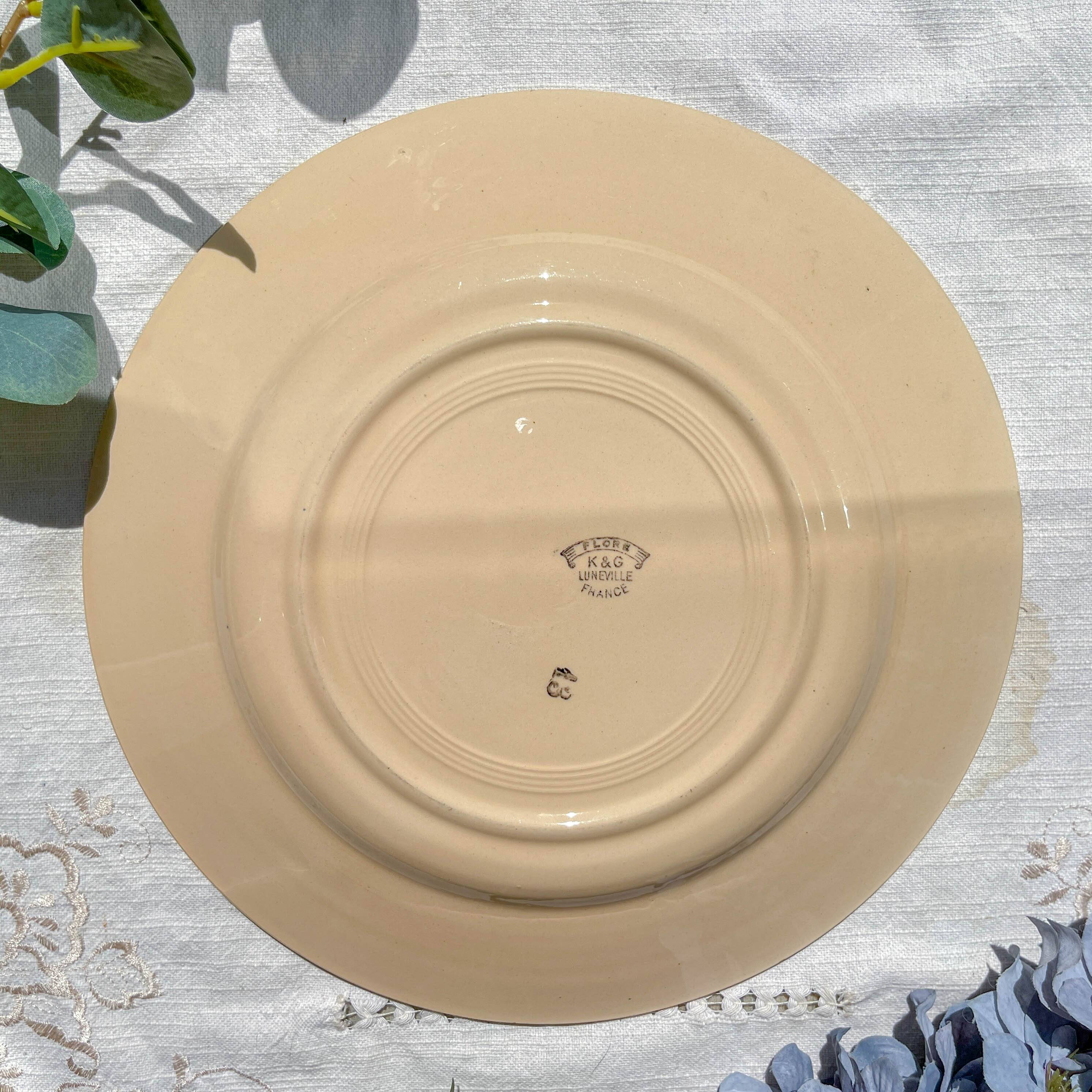 Vintage K&G Luneville "Flore" porcelain dish, 1950s, small blue flowers