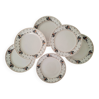 Assiettes Plates en Faïence Ancienne K & G Lunéville Modèle Boncourt V