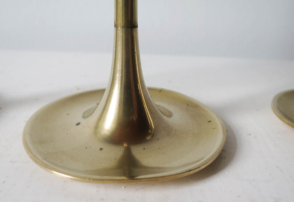 Lot 4 brass tulip candlesticks