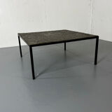 Mid Century minimalistic modernist slate and steel coffee table, 1950s