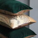 Coussin vert et or en velours d'ameublement d'éditeur 30 x 50 cm