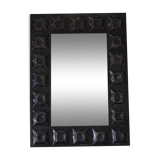 Brutalist metal wall mirror decoration pushed back year 70 vintage