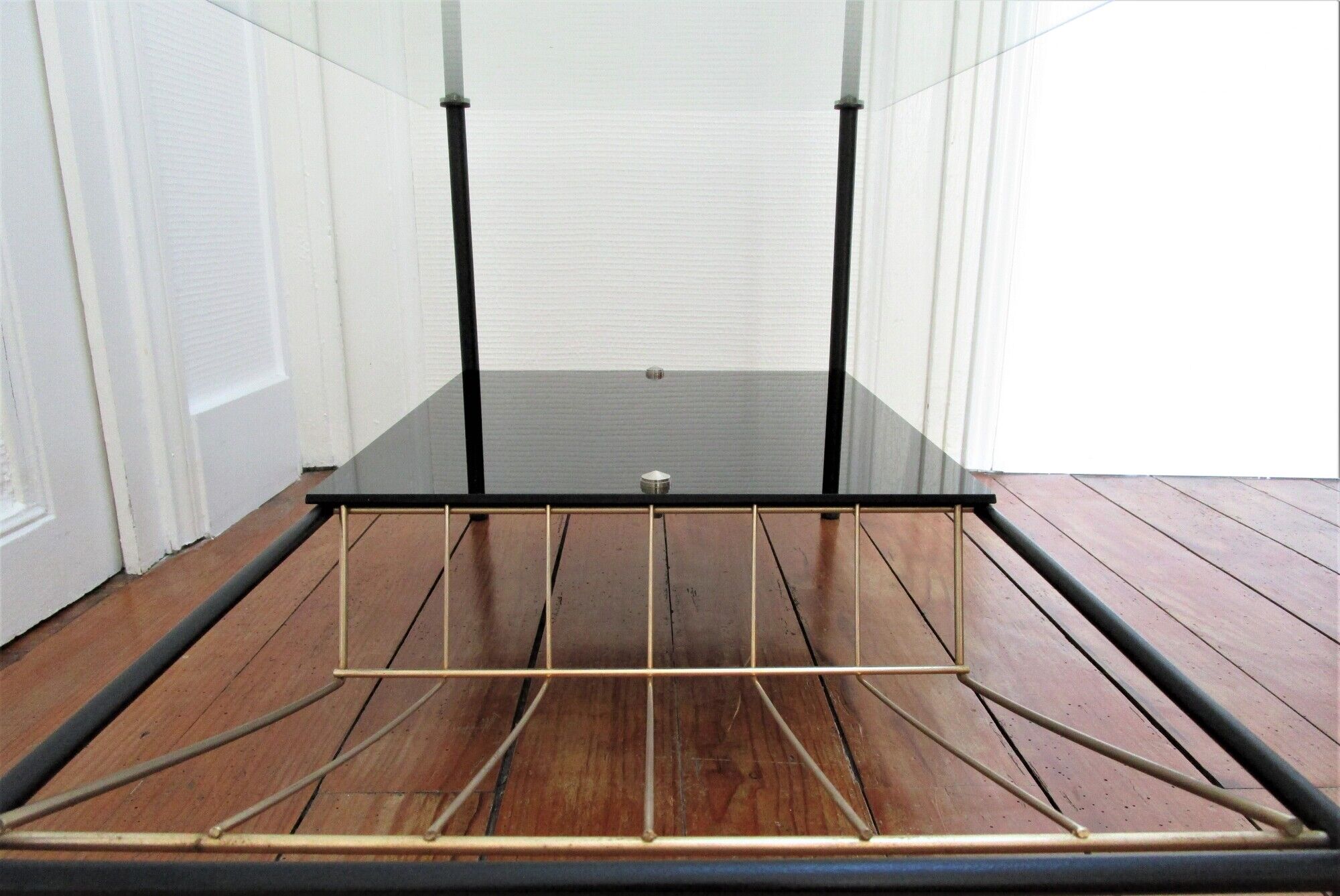 Two-tray coffee trays glass gold metal magazine holder 1960s
