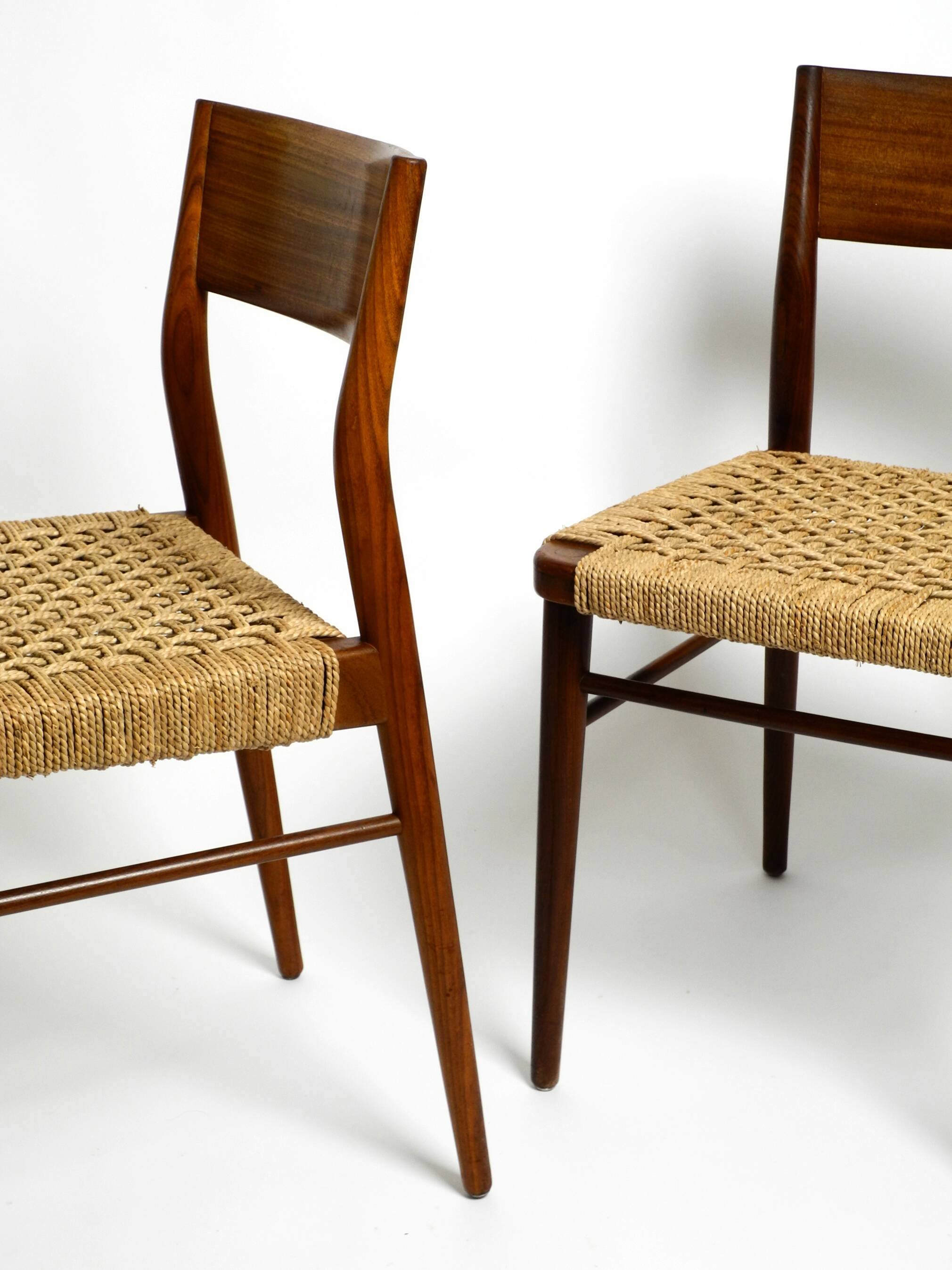 Two original 1960s Wilkhahn chairs made of walnut with wicker cane