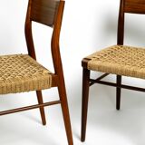 Two original 1960s Wilkhahn chairs made of walnut with wicker cane