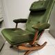 Vintage scandinavian style relax armchair + footrest adjustable tilt