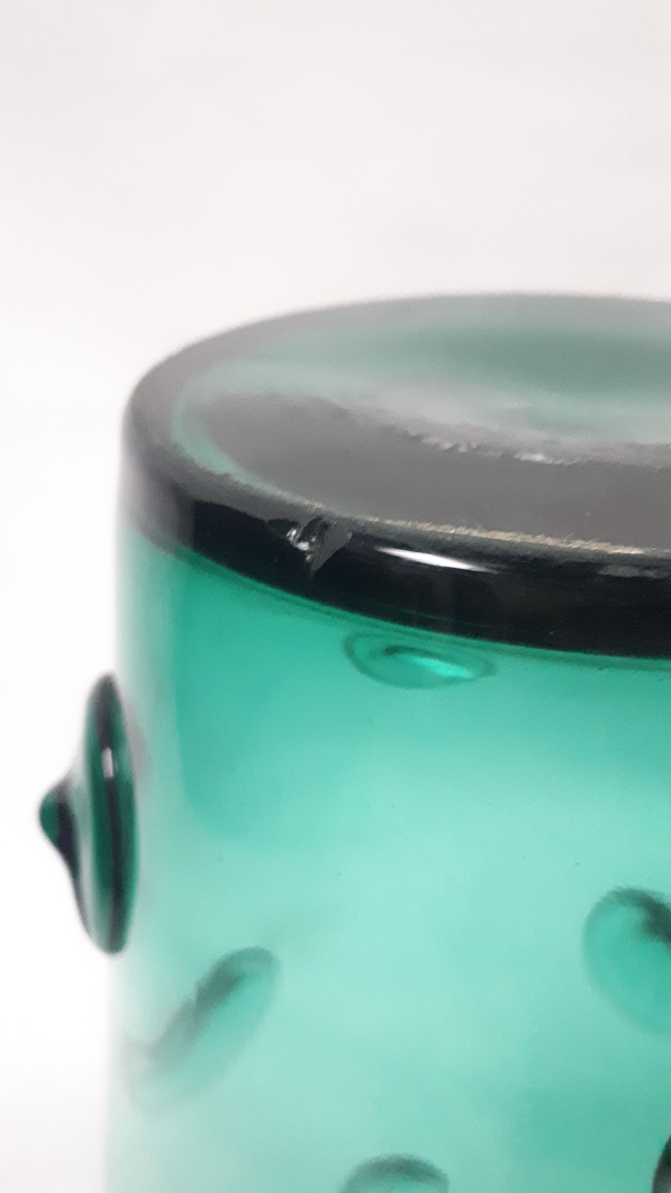 large vase glass vintage style Murano 1970 1980 green transparent relief decoration