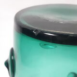 large vase glass vintage style Murano 1970 1980 green transparent relief decoration