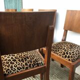 6 chaises année 30 recouvert tissu leopard