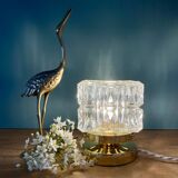 Vintage globe table lamp in molded glass