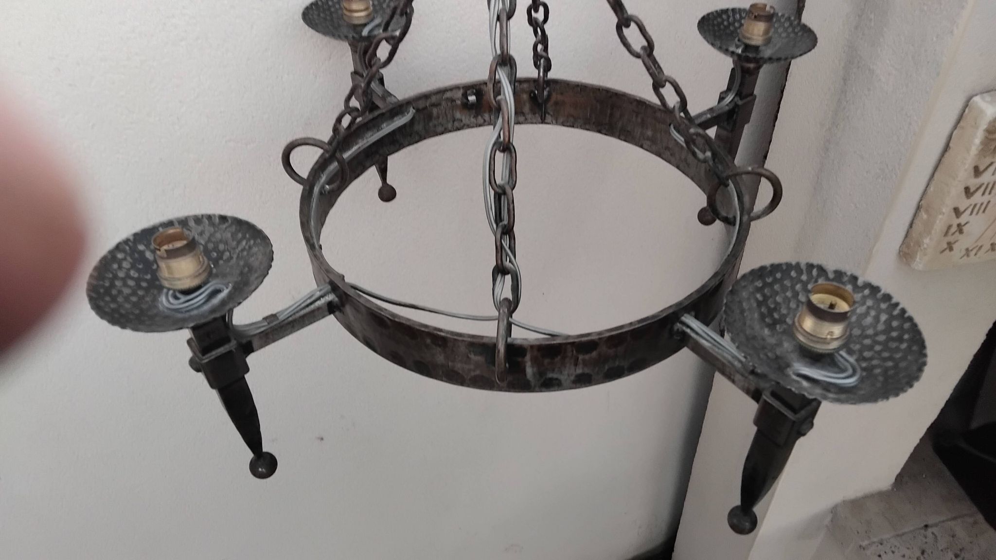 Lustre rond fer forgé médiéval vintage gothique Réjane