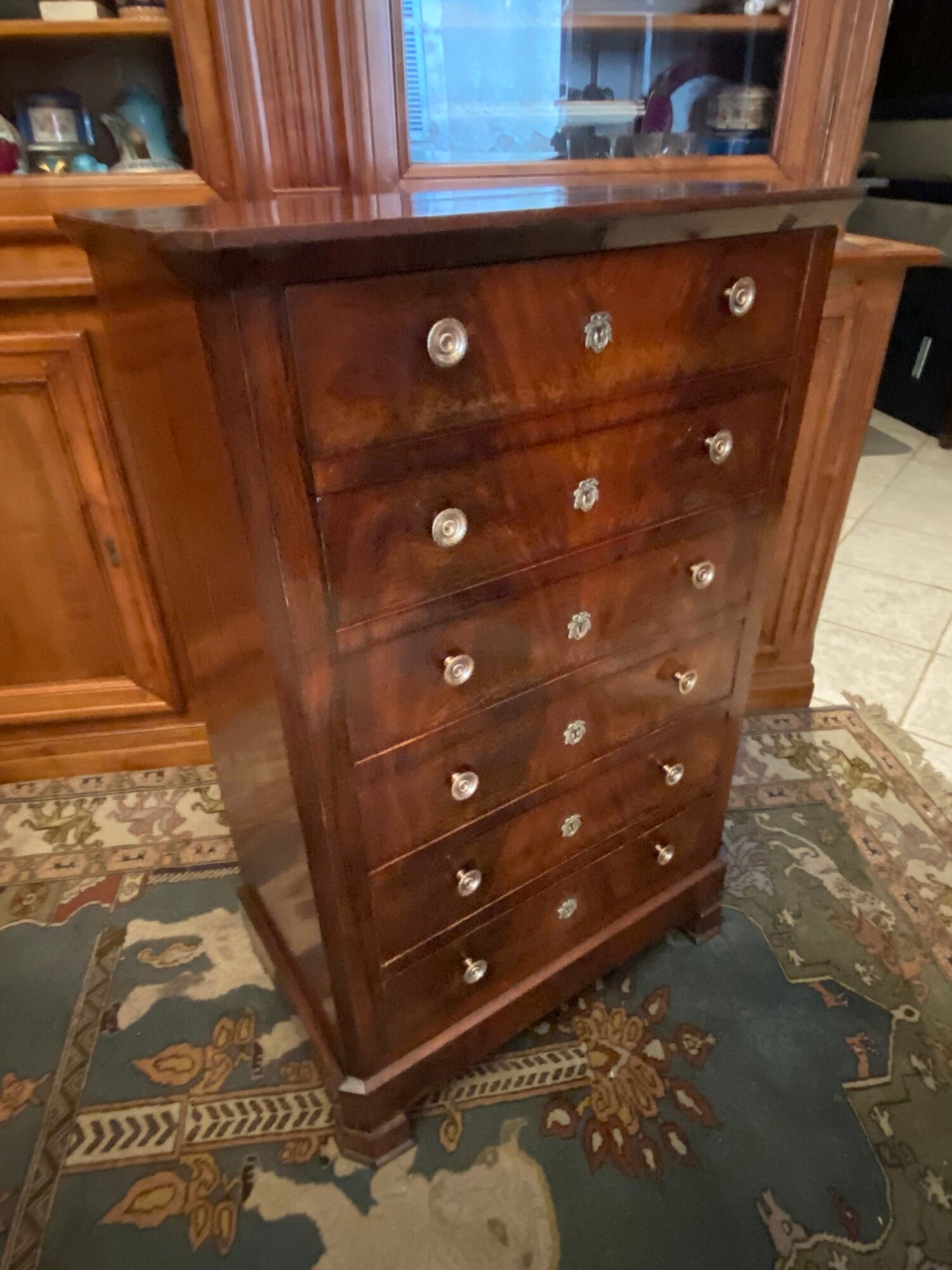 Chest of drawers with 6 drawers mahogany style Restoration