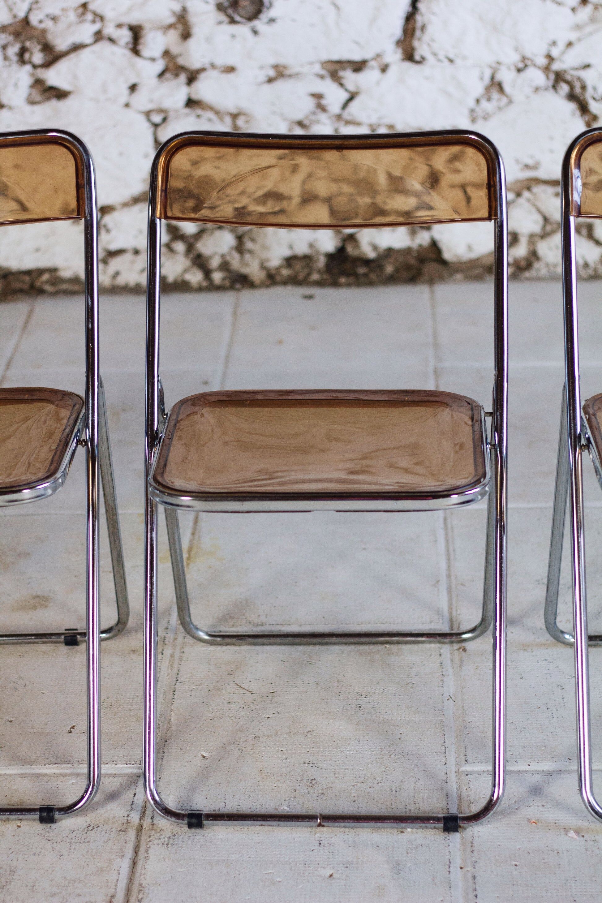 Folding chair in plexiglass and chrome, 1970
