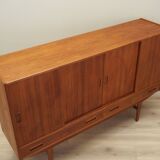 Buffet haut en teck, design danois, années 1970, fabriqué par Børge Dam