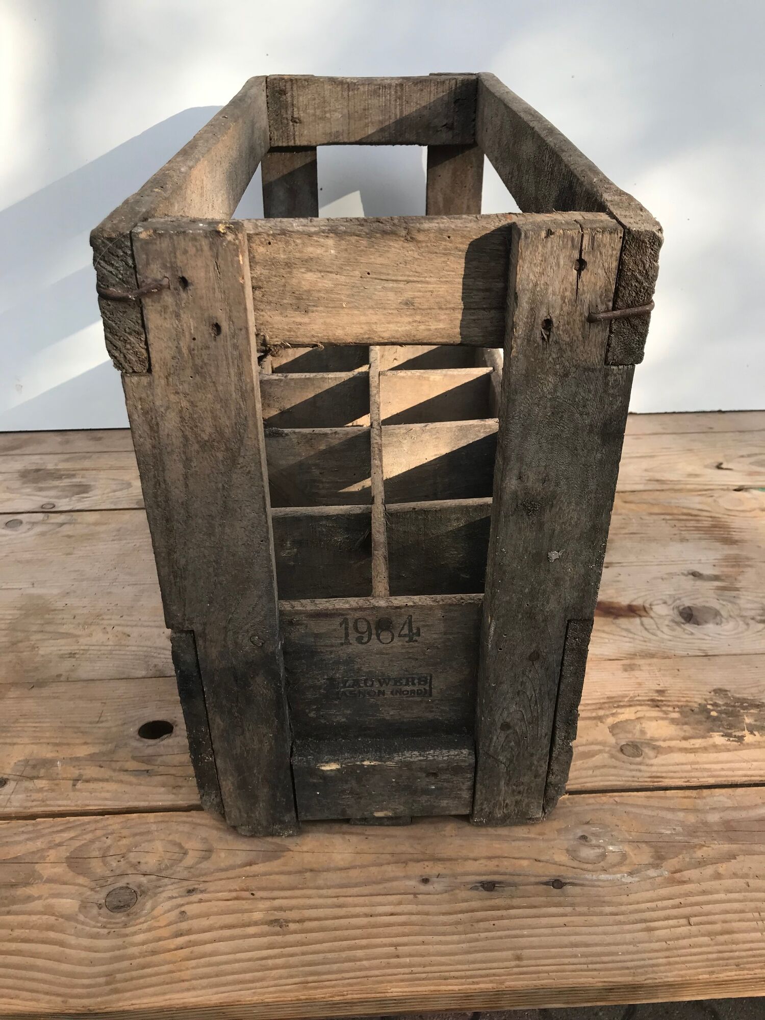 Old wooden wine rack vintage bottle holder x10