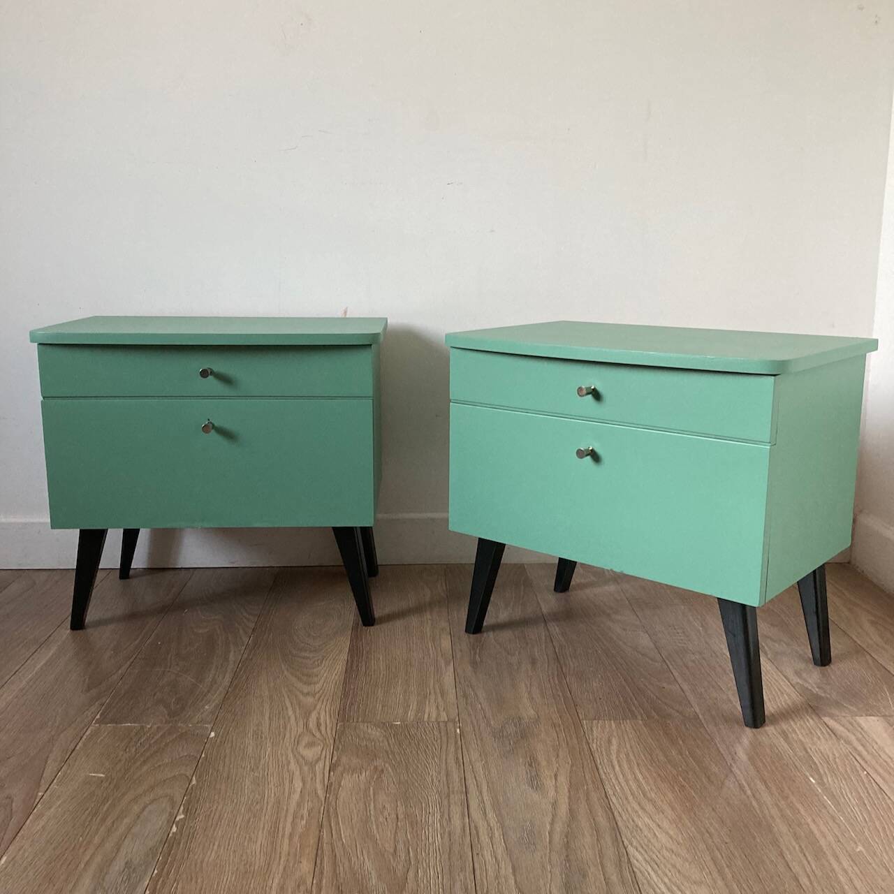 Pair of revamped 60s bedside tables