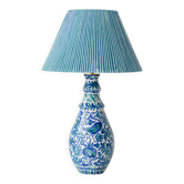 Fajalauza Ceramic Table Lamp with Hand-Woven Lampshade, Granada, Spain
