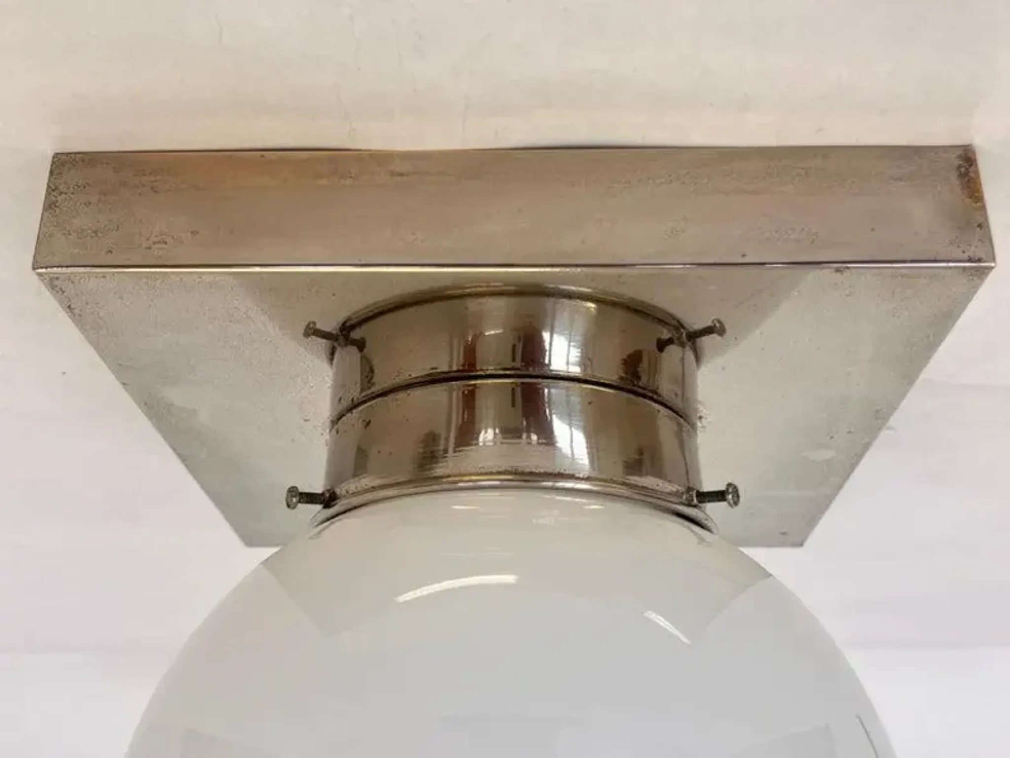 Design Chrome and glass Bauhaus Ceiling Lamp / Flushmounts, 1930s