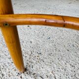 Pair of vintage bar stools, curved wood and cane