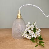 Vintage art deco tulip ride in frosted glass with flower designs