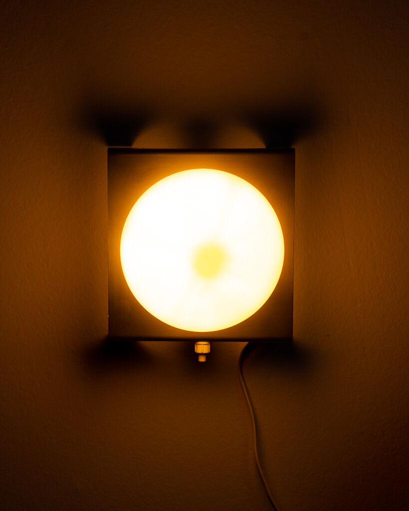 Wall lamp or table lamp in steel and opaline, France, 80s