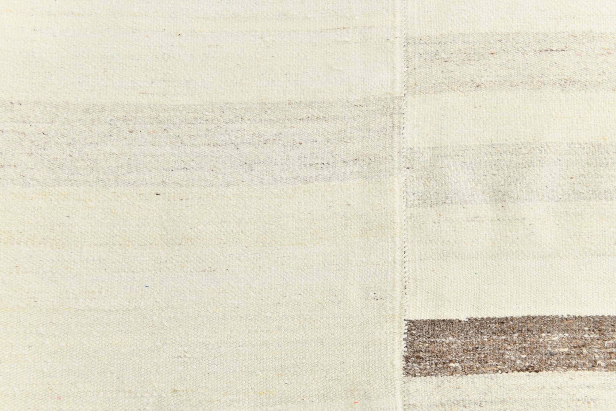 Cream & Brown Large Kilim Rug, 255x313Cm