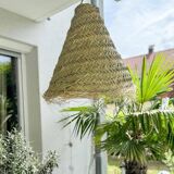 Wicker Lampshade - Flat Raffia Lampshade, Straw Hanging Lamp