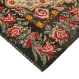 Hand-Knotted Vintage Bessarabian Black Kilim 183 cm x 274 cm - 22170