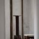 19th-century sculptural French wine press in solid wood / pedestal