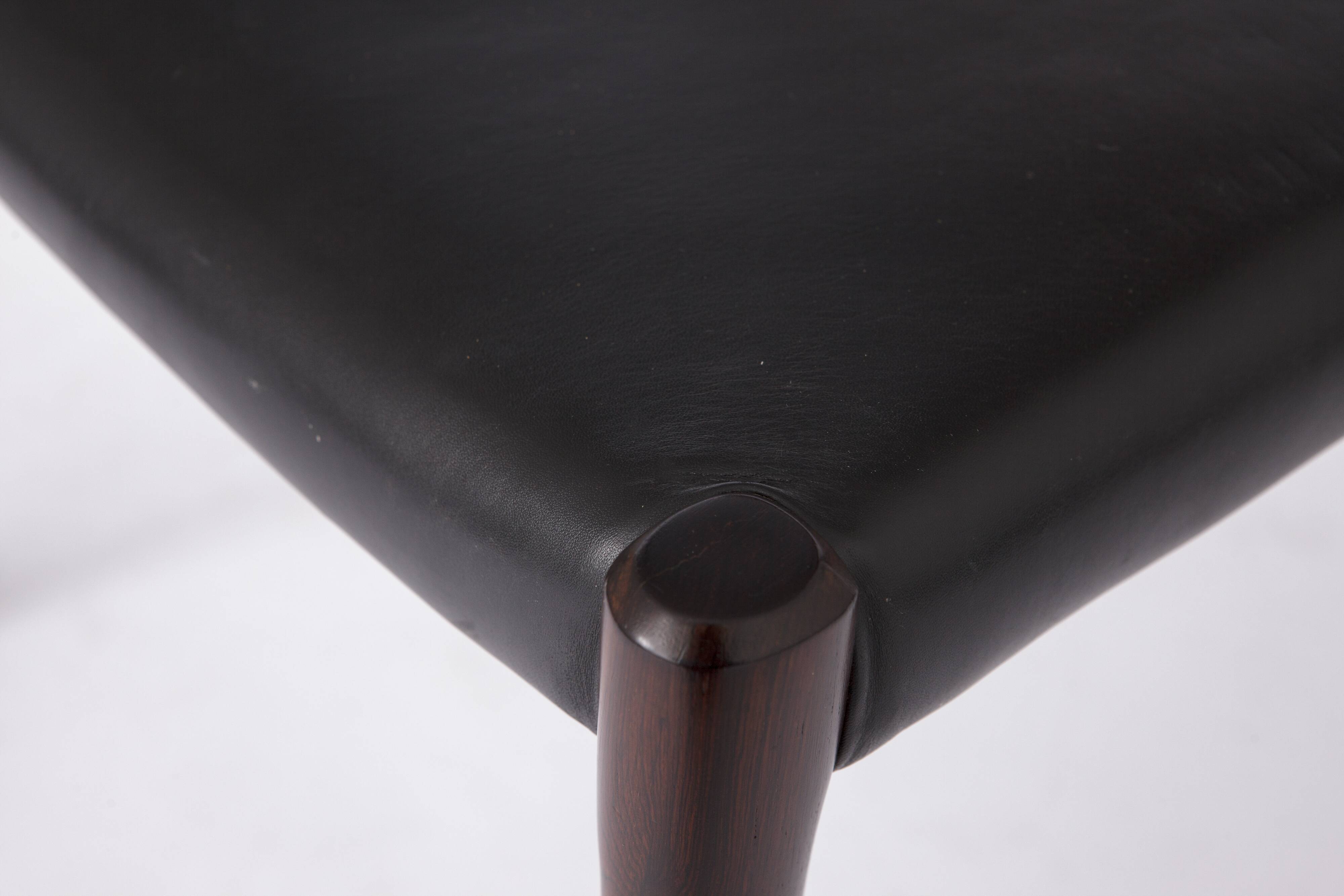 Mid century Rosewood dining chair with leather seat by Niels O. Møller for J.L. Moller