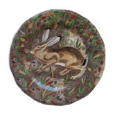 Assiette plate signée Gien Rambouillet Le lièvre, 26cm