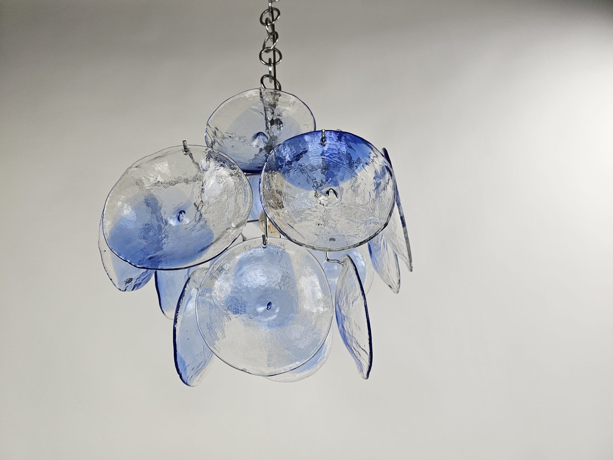 Lampe suspendue Disc bleue transparente Italie