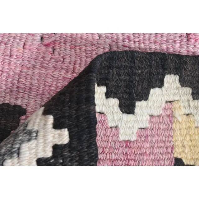 1970s Turkish Oushak Handmade Wool Cotton Pink Runner Rug 83x331