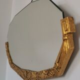 Golden Art Deco beveled mirror 65x38cm