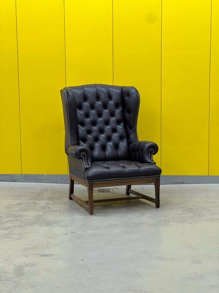 Vintage Tufted Leather Chesterfield Style Wing Back Chair (Price is For One Chair)