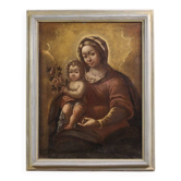 Antique Italian painting, Madonna and Child, from the 17th century