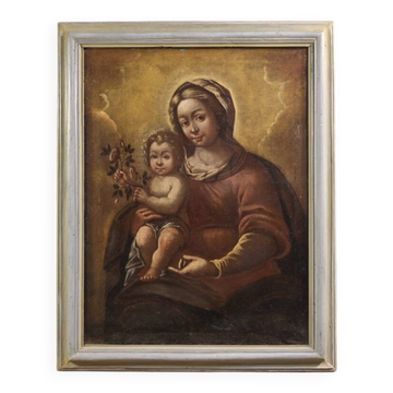 Peinture italienne antique, Vierge à l'Enfant, du 17ème siècle